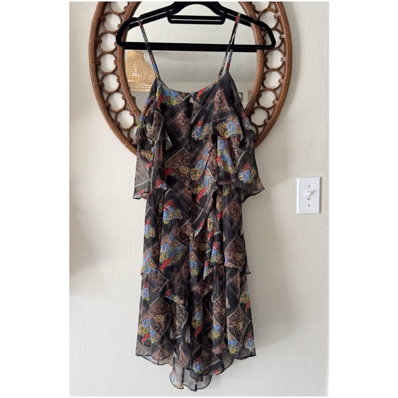 Free People Daisy Dress Black Combo Tiered Layered Floral Womens Sz 2 - Picture 1 of 13